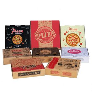 Personalizar Caja de embalaje de alimentos ecológica Logotipo personalizado Cajas de embalaje de pizza al por mayor corrugado 7/8/9/10/11/12/13/14/15/16/17/18 pulgadas Papel recubierto de cartón de pizza