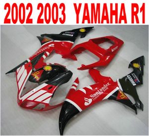 Kit de carénage d'injection personnalisé pour YAMAHA R1 02 03, kits de carrosserie yzf r1 2002 2003, pièces de moto Santander noir et rouge LQ49