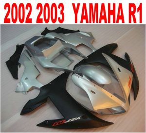 Personalice el kit de carenados de inyección para Yamaha R1 02 03 Kits de carrocería de carenado YZF R1 2002 2003 Partes de Motobike Black Matte Silver Matte LQ34