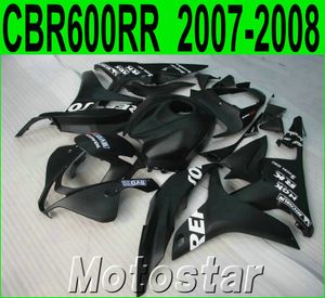 Personnaliser le kit de carénage moto pour HONDA Moulage par injection CBR600RR 2007 2008 carénages CBR 600RR F5 07 08 noir mat REPSOL set KQ52