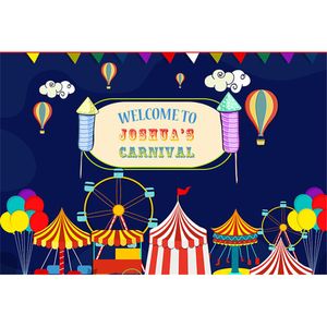 Personnalisé enfants fête d'anniversaire carnaval photographie toile de fond imprimé bleu ciel ballons bébé enfants cirque Photo fond