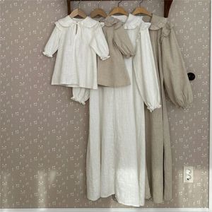 Vêtements assortis pour famille personnalisés, robe de printemps en coton pour mère et fille, couleur unie, pour anniversaire, 240311