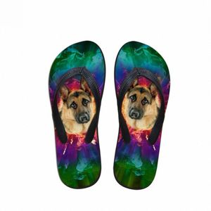 Personalizado Pastor alemán Chicas lindas Inicio Slippers Colorido verano Mujeres Pisos Flip Flops Luz Casual Estudiante Flipflops Mujer C0ZV #