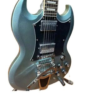 Guitare personnalisée, incrustation classique, placage de Maple Tiger de qualité A, avec grand joystick, guitare électrique SG