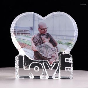 Cadre photo personnalisé en cristal avec cœur d'amour, cadeau de mariage pour invités, Souvenir d'anniversaire, de saint-valentin, Da332u