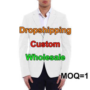 Blazers para hombre personalizados Traje de moda DIY Su diseño Abrigo Casual Slim Fit Blazer Chaqueta con estampado 3D Hombres Drop Wholesale 220819