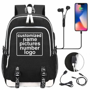 Impresión personalizada DIY Su foto similar o logotipo Niño Niña Niños Bolsas de libros Mujeres Mochila Adolescentes Lienzo Hombres Viaje Mochila portátil z75F #