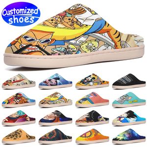 Zapatos personalizados Zapatilla personalizada Tom y Jerry Dragon Heroes Mouse felpa sandle babouche patrón de dibujos animados hombres mujeres zapatos negro dibujos animados tamaño grande eur 34-49
