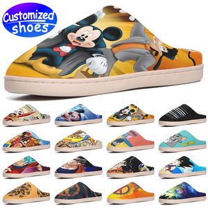 Zapatos personalizados Zapatilla personalizada Tom y Jerry Dragon Heroes Mouse felpa sandle babouche patrón de dibujos animados hombres mujeres zapatos blanco negro dibujos animados tamaño grande eur 34-49