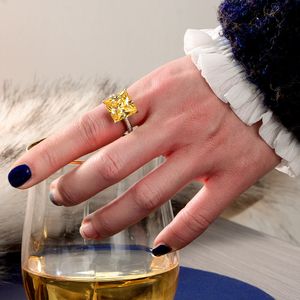 Coupez 4Ct Topaz Diamond Ring 100% réel 925 Sterling Silver Engagement Bands de bandes de mariage pour femmes promesses Jewelr
