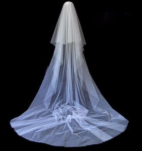 Voile de mariage blanc à deux couches, bord coupé, Long 2T, en Tulle ivoire, avec peigne, accessoires de mariage sur mesure, 8299631