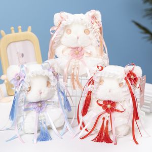 Jouets en peluche mignon et beau lapin petit lapin blanc poupée fille en tissu pouce de poupée en peluche cadeau en gros