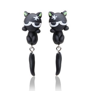 Bonitos pendientes de animales para mujer, colgantes de dibujos animados en 3D, pendientes de tuerca con forma de perro, flor, arcilla polimérica, joyería para niñas