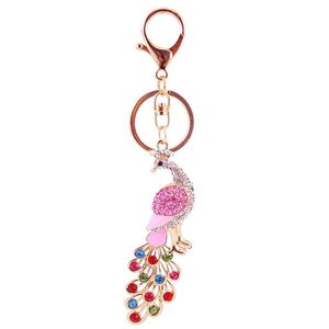 Mignon Animal paon porte-clés strass cristal alliage pendentif homard voiture porte-clés mode femmes sac à main décor accessoires