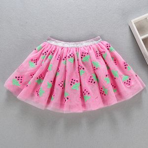 Cute Baby Girls Falda Pink Strawberry Sequins Ropa para niños Ropa colorida Mermaid Kids Mesh Tutu 210429