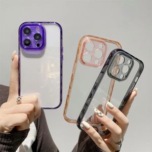 Coque de téléphone transparente couleur bonbon, étui rigide résistant aux chocs pour iPhone 15 14 13 12 11 Pro Max 15plus, étuis de protection à la mode