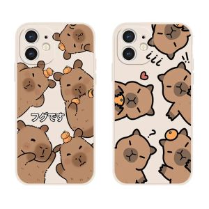 Linda caja de teléfono de Capybara para iPhone 15 14 13 12 11 Pro Max Mini X XS MAX XR 7 8 más SE Funda Funny Animal Shock Protes Soft Cover