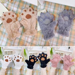 Gants de patte d'ours de dessin animé mignon, en velours d'hiver, griffe d'ours moelleuse, Costume de Cosplay d'halloween, mitaines pour femmes et enfants