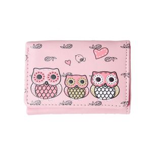 Cute Cartoon Owl Lady Short Pu portafoglio in pelle fibbia magnetica piccolo portafoglio a tre pieghe portamonete portamonete