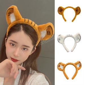 Cerceau d'oreille de tigre de dessin animé mignon, bandeau en peluche à la mode, Style coréen, bandes de cheveux en fourrure, accessoires de cheveux pour filles