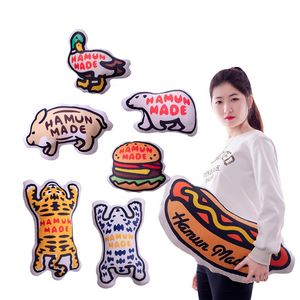 Mignon dessin animé tigre Hamburger cochon oreiller animaux en peluche nourriture jeter oreiller coussin décoration de la maison enfants jouets 240305