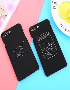 Mignon de dessin animé souhaitant la bouteille de la bouteille Planet Moon Téléphone pour iPhone 7 6 6s 8 Plus x Études de pc dur ciel étoilé COUVERT