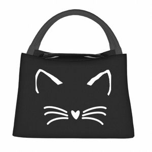 Sac à lunch pour le visage de chat mignon animaux de loisirs à box-office portable zipper tote sac à main