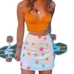 Falda de malla con estampado Floral colorido bonito para mujer y niña, minifalda de tubo ajustada de cintura alta de verano para fiesta en la playa, ropa de calle P230519