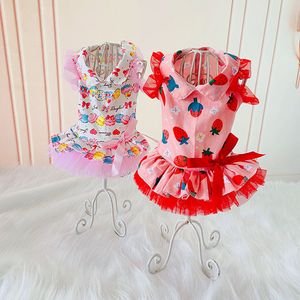 Vêtements mignons pour chiens, robe de princesse à la fraise pour animaux de compagnie, robes de princesse pour petit chien