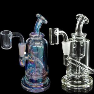 Nuevo estilo Rainbow Glass Bong Hookahs Shisha Recycler Pipas de agua Vidrio de humo Bongs de agua Plataformas petroleras con 10 mm Banger