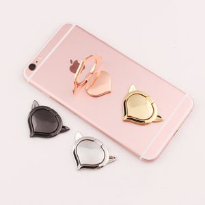 Cute Fox Finger Ring Phone Holder para iPhone Samsung HUAWEI 360 Degree Circle Holder para Mount Smartphone Cell Phone Desktop Stand