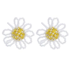 Mignon fait à la main avec de la résine perlée petites boucles d'oreilles en forme de marguerite pour femmes et filles bijoux de vacances d'été