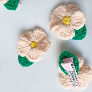 Mignon tricot laine fil épingles à cheveux Crochet fleur pince à cheveux pour femmes filles côté frange Clip quotidien coiffure cheveux accessoires