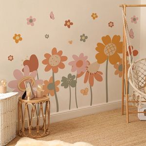 Autocollant mural mignon à grandes fleurs, autocollant Floral coloré en vinyle, décor à décoller et à coller pour chambre d'enfant, adolescente, fille, garçon, 231220