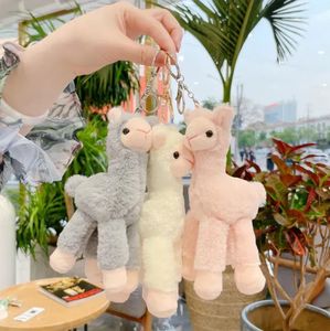 Lindos y encantadores llaveros de Alpaca, juguete de peluche, Alpacas japonesas, ovejas de peluche suaves, Llama, muñecos de animales, llavero, muñeca, 18cm, venta al por mayor