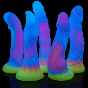 Gode lumineux mignon jouets sexuels anaux pour femmes hommes godes lumineux colorés énorme Dragon monstre gode godemichet anal jouets pour adultes 240129