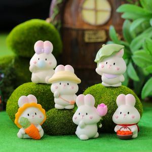 Lindo Mini Conejo Animal Estatuilla Ornamento Jardín Decoración de Hadas Resina de Silicona Accesorios DIY Decoración Del Hogar Muñeca en Miniatura Regalo de Cumpleaños