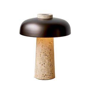 Bonita lámpara LED de mesa con forma de seta, vestíbulo minimalista japonés, dormitorio, estudio, accesorios de iluminación de hierro, decoración de arte nórdico, luces de escritorio de piedra, nuevo