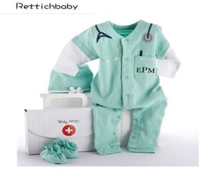 Mignon nouveaux vêtements d'été pour bébé même médecins poitrine Mini bébé barboteuse Y2003202050437