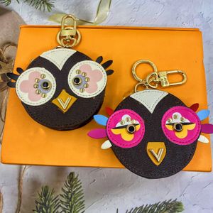 Mignon Hibou Porte-clés Designer Animal Fourrure Poussin Voiture Porte-clés Chaîne Charmes En Cuir Coin Cartes Clés Titulaire Bourse Zipper Poche Sac Pendentif Y23047