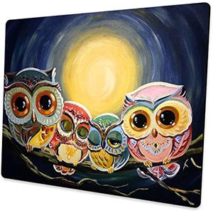 Tapis de souris mignon hibou tapis de souris de base en caoutchouc anti-dérapant de conception unique pour ordinateur de bureau et tapis de souris d'ordinateur portable 9.5X7.9 pouces