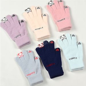 Lindos guantes de felpa de patrón de panda guantes tejidos otoñales chicas invierno de otoño