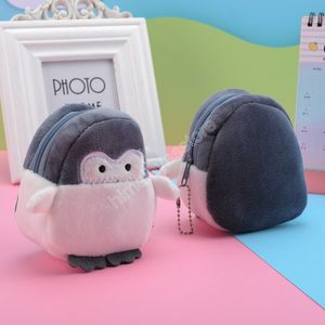 Mini portefeuille en peluche pingouin mignon, porte-monnaie en peluche doux et positif, cadeaux de saint-valentin pour filles amoureux, sac de ligne de données Kawaii