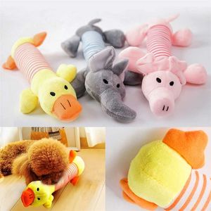 Cute Pet Dog Cat Plush Squeak Sound Toys Funny Fleece Durability Chew Molar Toy Fit para todas las mascotas Elephant Duck Pig # 15 211111