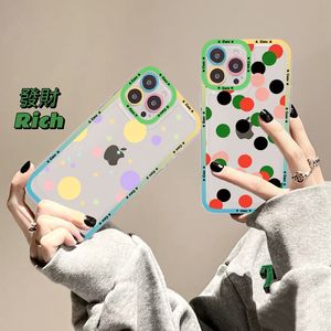 Étui de téléphone à pois mignon pour iPhone 14 13 12 11 Pro Max Mini xs xr 6 7 8 Plus SE 2020 Case transparente