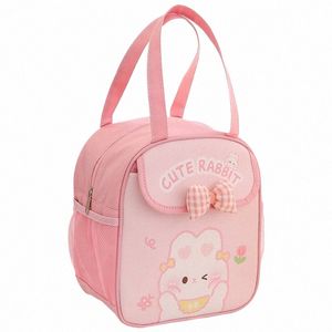 Boîte à lunch portable mignon pour enfants Pink Bow Bunny Sac à lunch isolé thermique Bento Pouch Kawaii Ctainer School Food Storage Bag I5l1 #