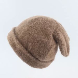 Mignon lapin oreilles bonnets lapin fourrure chapeau femmes automne hiver laine tricoté chapeau hiver chaud coréen japonais lapin chapeaux