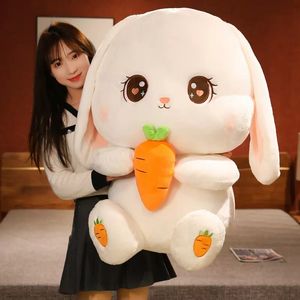 Mignon radis lapin jouets en peluche géant gros lapin carotte oreiller de couchage doux tenant poupée en tissu cadeau d'anniversaire 31 pouces 80 cm DY10170