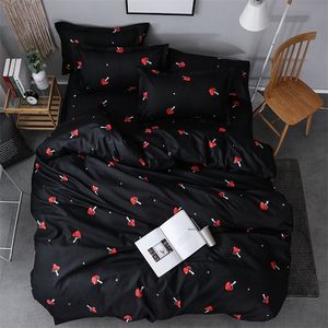 Ensembles de literie à motif de champignon rouge mignon 3/4pcs doublures de lit super douces housse de couette drap de lit taies d'oreiller ensemble de couverture Queen King Size 201021