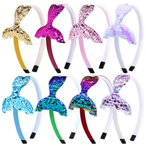 Lindas diademas de lentejuelas para niñas arcoíris sirena perlas bandas para el cabello Corea moda tocado 8 colores